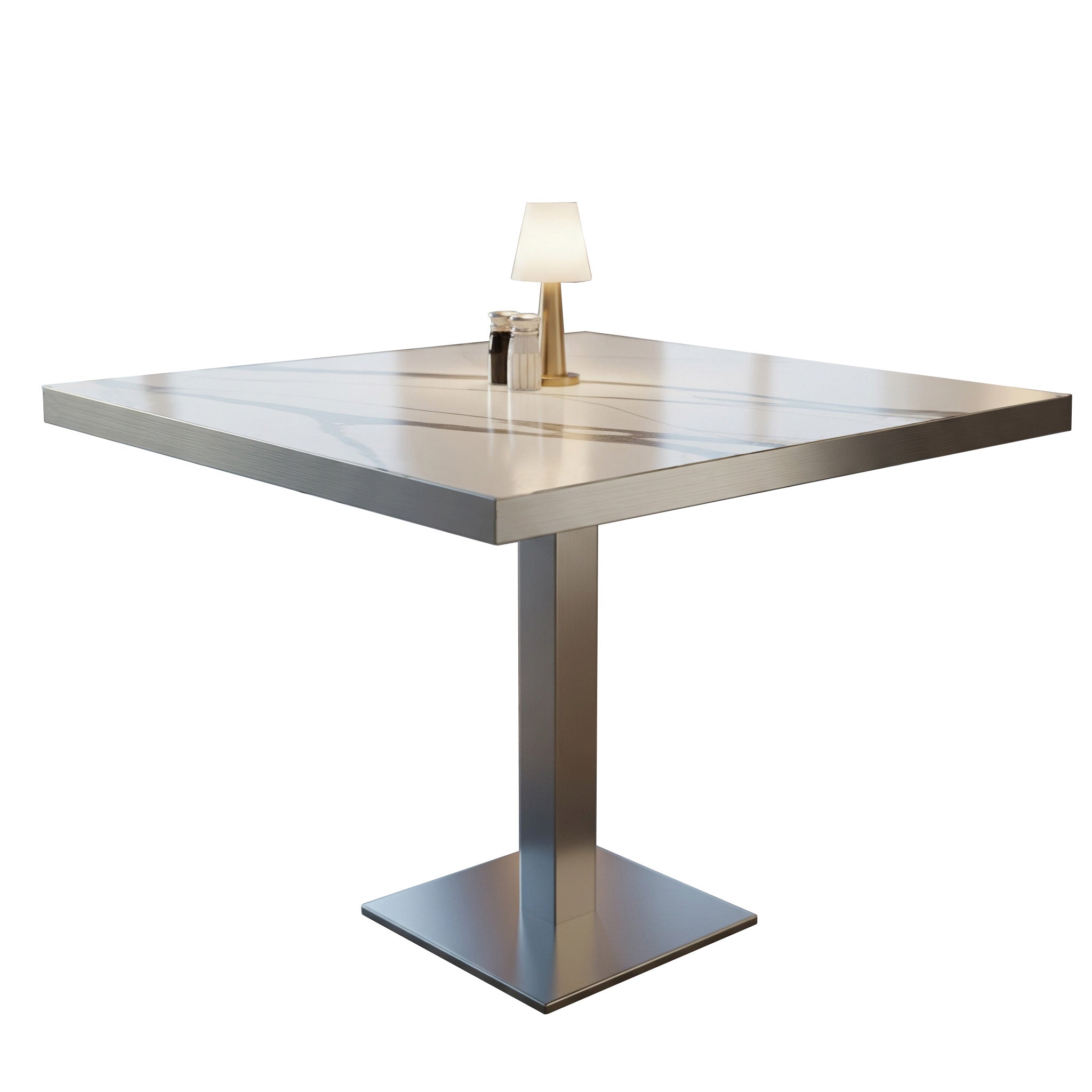Rectangular dining table for 2 people - Sintered stone and stainless steel