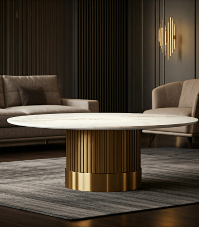 white marble top table