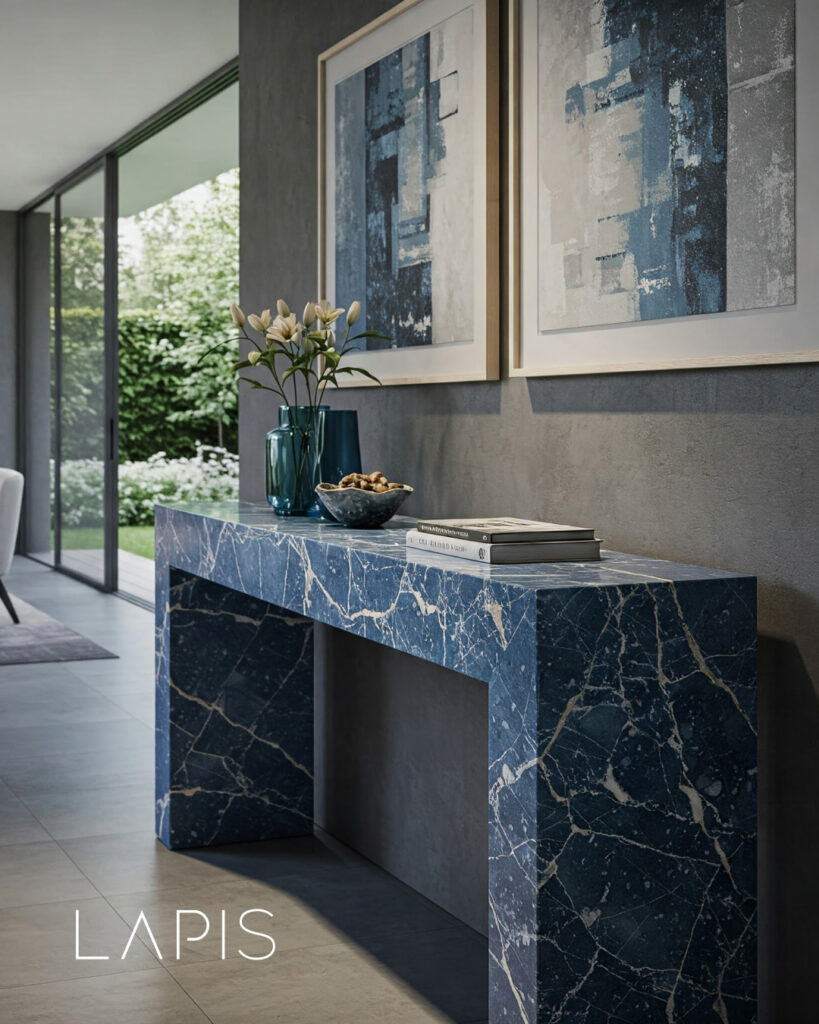 Blue console out of stone