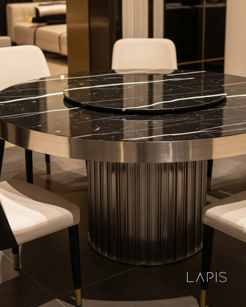 black marble table