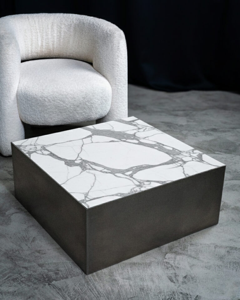 qube with marble top